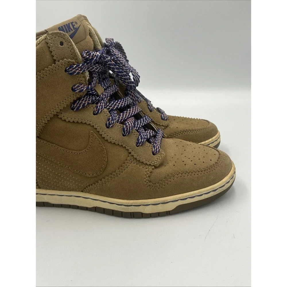 Nike Dunk High Sky Hi Brown Suede Filbert Sz 8 528899-201 Hidden Wedge Lace Up